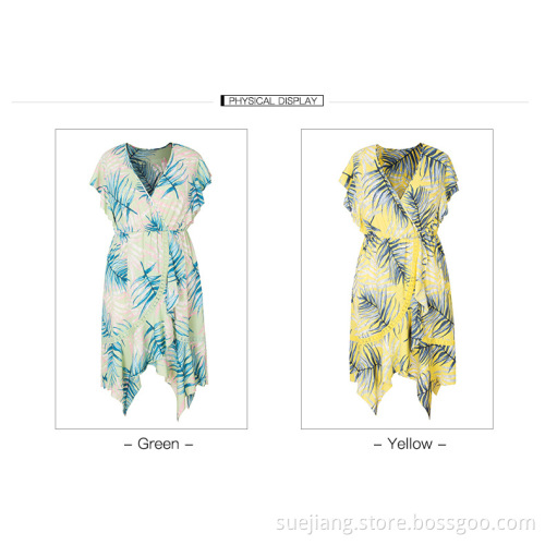 Plus Size Casual Women Irregular Short Sleeve Dress